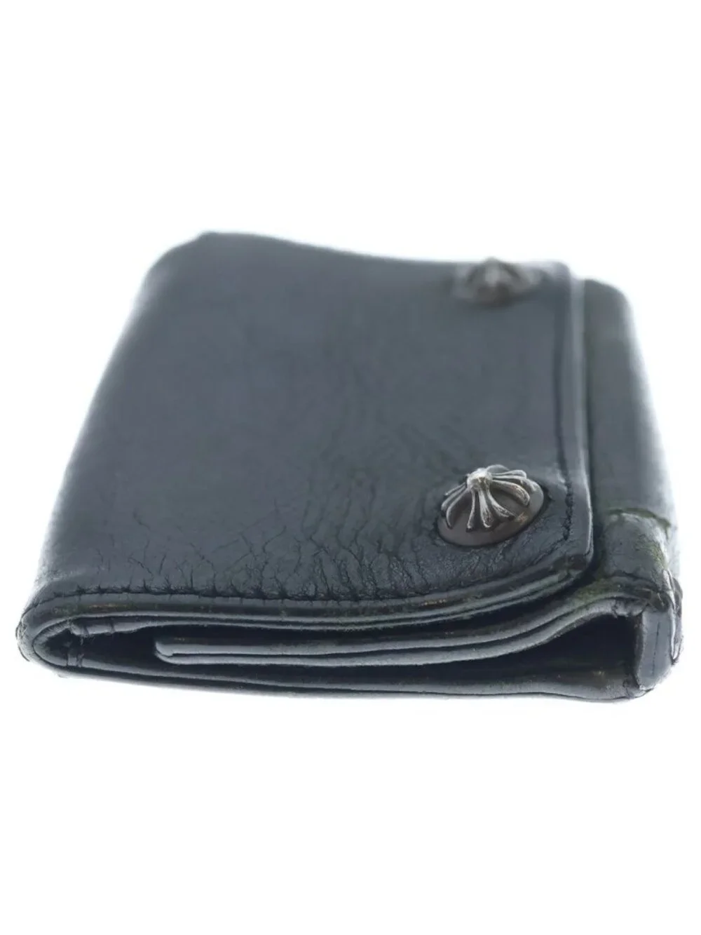 Chrome Hearts Cross Ball Button Leather Wallet Black